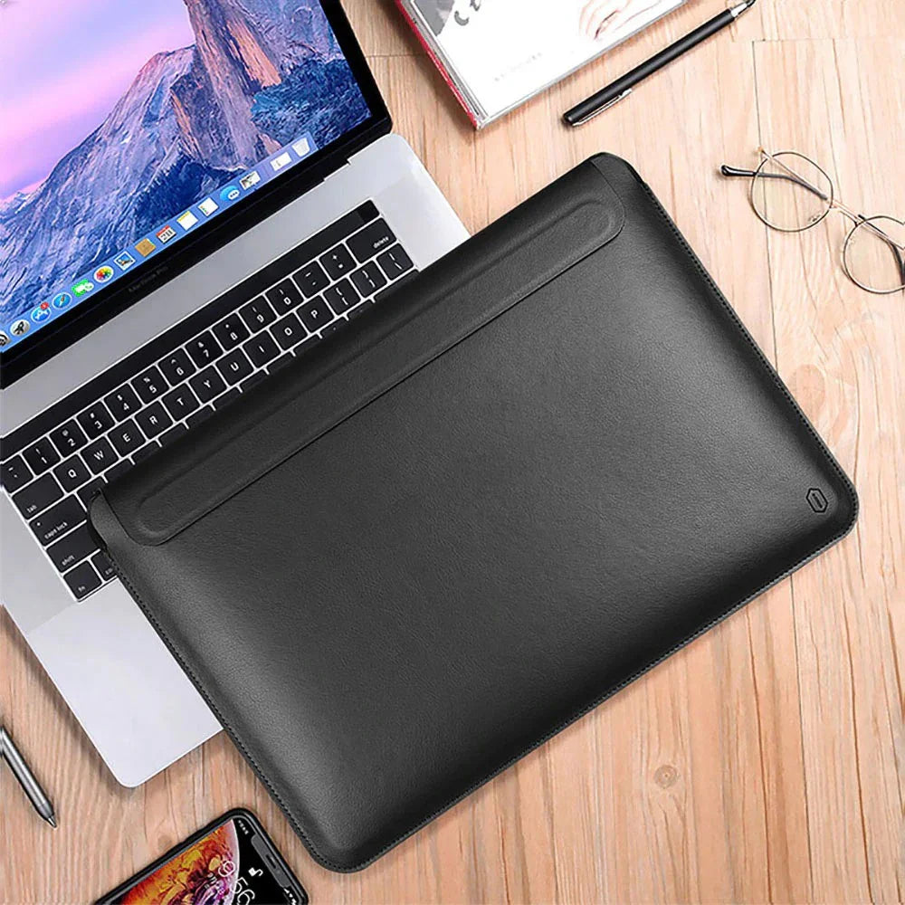 Wiwu Skin Pro Slim Stand Sleeve For Macbook 13 - Black - Tashqila Wiwu Skin Pro Slim Stand Sleeve For Macbook 13 - Black - Tashqila